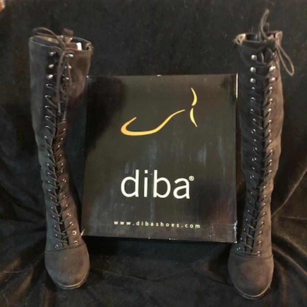 Black Suede Lace UP DIBA Boots Size 6.5